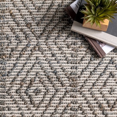 Handmade Dark Grey Tufted Diamond 5x8 Area Rug