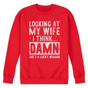 Men's - Instant Message - Looking At My Wife Graphic Fleece Sweatshirt - 1 of 4