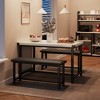 Dining Table Set for 4, Kitchen Table with 2 Upholstered Benches, 3-Piece Dining Set for Kitchen, Apartment, Small Spaces - 4 of 4