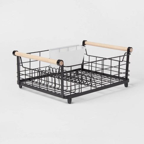 Black Dish Rack with Wood Handles + Reviews