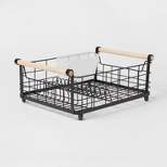 Metal Dish Rack with Powder Coated Finsih and Bamboo Handles Black - Brightroom™