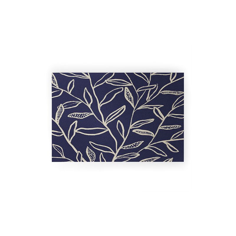 Alisa Galitsyna Navy Blue Patterned Leaves Welcome Mat - Society6, 1 of 6