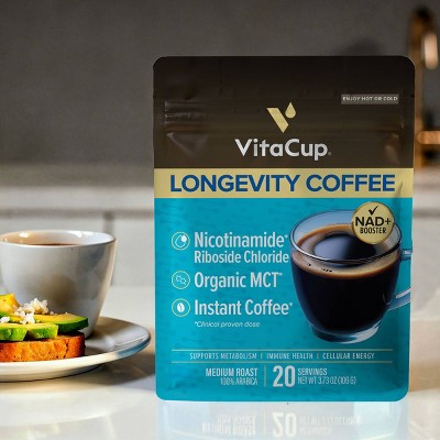 VitaCup Longevity Medium Roast Instant Coffee Pouch - 3.73oz