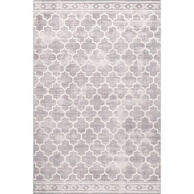 Nuloom Maribel Geometric Machine Washable Pet Friendly Indoor/Outdoor Area Rug, 5' x 8', Light Grey
