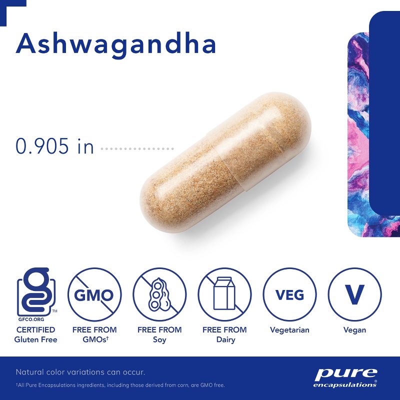 Pure Encapsulations Ashwagandha - Supplement for Thyroid Support, Joints, Adaptogens, Focus, and Memory, 3 of 10