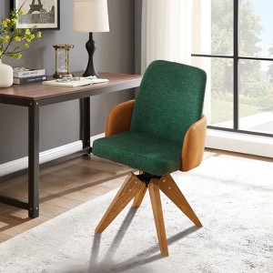 HOMLUX Swivel Accent Chair Modern Desk Chair No Wheels Liene and PU Leather Collision Upholstered Armchair for Living Room Home Office - 1 of 4