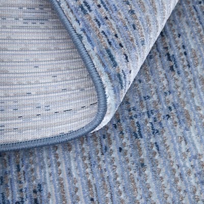 Blue Flat Woven Viscose Rectangular Area Rug