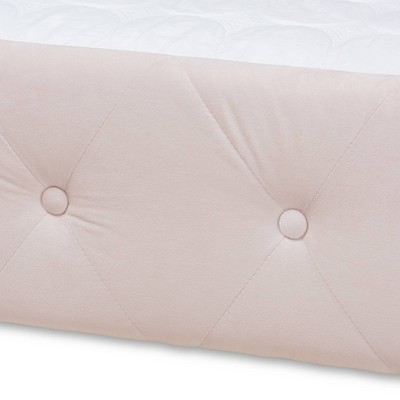 Light Pink Velvet Queen Daybed with Trundle and Tufted Upholstery