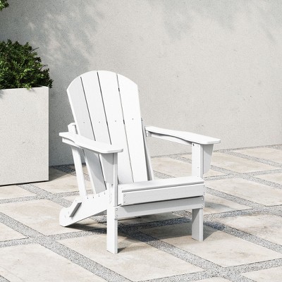 White HDPE Outdoor Folding Adirondack Chair with Wide Armrests