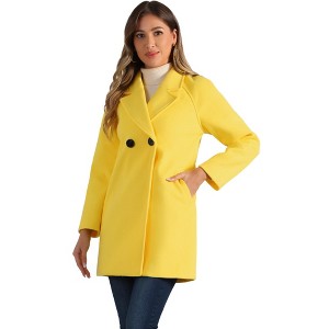 INSPIRE CHIC Women's Notched Lapel Double Breasted Raglan Sleeve Winter Coat - 1 of 4