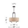 Possini Euro Design Concentric Bronze Pendant Chandelier 25" Wide Farmhouse Rustic Burlap Drum Shade 4-Light Fixture for Dining Room Kitchen Island - 4 of 4
