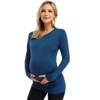 Coolmee Maternity Shirt Long Sleeve Basic Top Ruch Sides Bodycon Tshirt for Pregnant Women with Button - 3 of 4