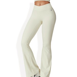 Anna-Kaci Active Women's Crossover Waist Flare Leg Yoga Pants in Smooth Stretch Fabric - 1 of 4