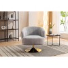 26.97" Modern Accent Swivel Chair, Comfy Chenille Fabric Upholstered Chair With Gold Metal Round Base 4A - ModernLuxe - image 2 of 4