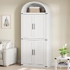 Arched Bookshelf with Doors Farmhouse Bookcase 15.83in Depth Display Storage Shelves 71.4in Tall Wooden Display Cabinet Rounded Bookcases - 3 of 4