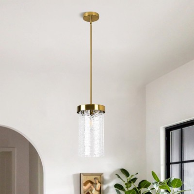 PAKOKULA 60-Watt 1-Light Gold Finished Pendant Light with Etched Glass Shade