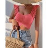 Womens Knit Tube Tops Cap Sleeve Sweet Heart Neckline Sweater Tops Ribbed Sweater Tops - 3 of 4