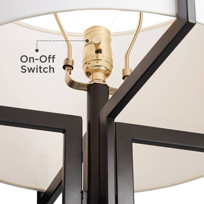 Idira 28" Modern Industrial Black Metal Table Lamp with White Drum Shade
