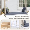 Ridstar 63 in. W Patio Wooden Swing Chair with Cushion & Pillows-White - 2 of 4