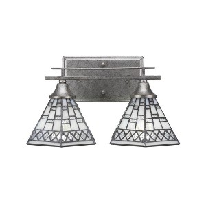 Toltec Lighting Uptowne 2 - Light Vanity in  Aged Silver with 7" Pewter Art Glass Shade - 1 of 1