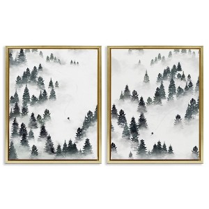 Stupell Industries Winter Ski Slopes Mountain 2pc Floating Frame Art Set - 1 of 4