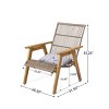 Acacia Wood Cape Woven Wicker Patio Accent Chair Set Of 2,Modern Arm Chair With Pillow,Patio Chairs Outdoor,Outdoor Furniture -Maison Boucle - 4 of 4