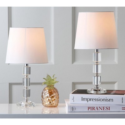 Erin Crystal Cube Table Lamp Set - Clear & Off-White