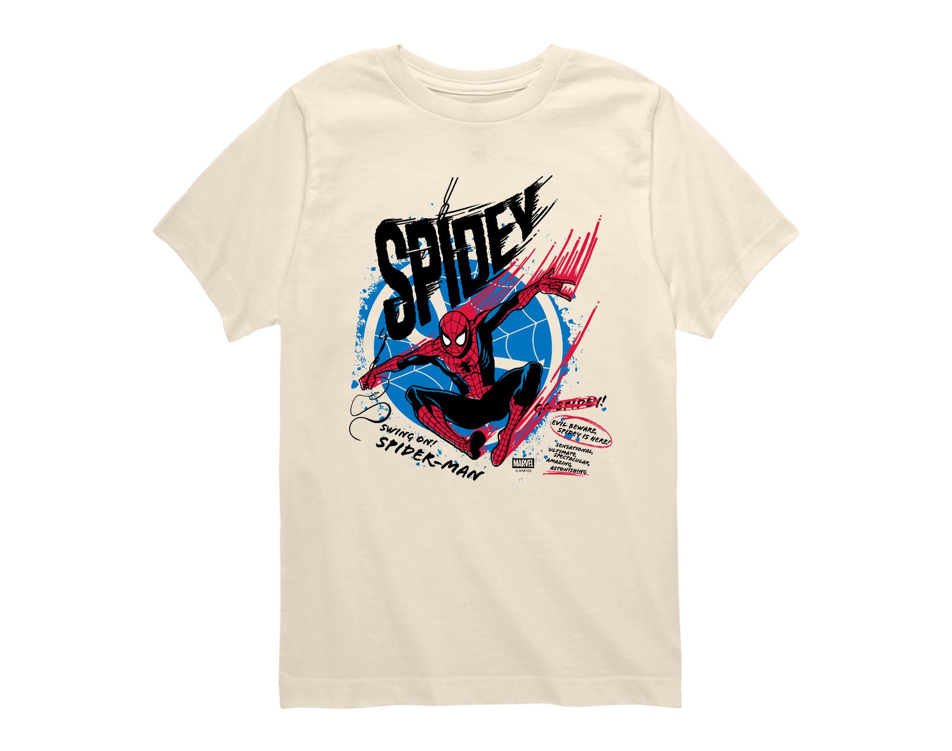 Boys' Marvel Spider-Man Speed Short Sleeve Graphic T-Shirt - Cream - Small