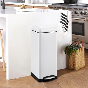 8 Gallon Bathroom Step Trash Can, 30-Liter Square Stainless Steel Foot Pedal Garbage Can - 1 of 4