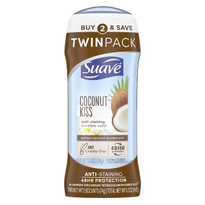 Suave Deodorant Antiperspirant & Deodorant Stick Coconut Kiss, 2.6 oz, 2 Count