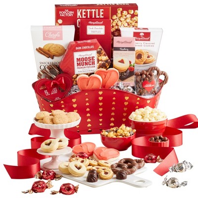 Simply Chocolate Decadent Valentine Gift Basket of Gourmet Snacks for That Someone Special