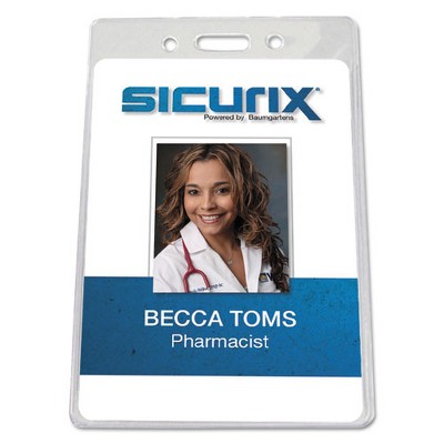 Sicurix Sicurix Badge Holder, Vertical, 2.75 X 4.13, Clear, 12/pack ...