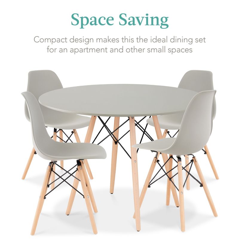 Best Choice Products 5-Piece Compact Mid-Century Modern Dining Set w/ 4 Chairs, Wooden Legs, 6 of 9