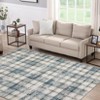 Modern Plaid Living Room Area Rug, Machine Washable Floor Carpet, Non-Slip Checkered Soft Rug, Low-Pile Non-Shedding Accent Rug, Indoor Foldable Rug - 3 of 4