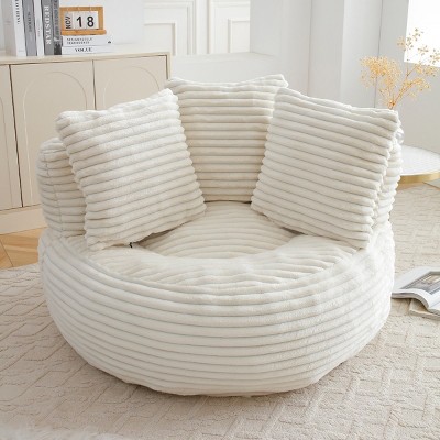 Oversized High Back Bean Bag Chair, Corduroy Fabric Floor Sofa with Foam Filling for Reading and Gaming-Baofuwish