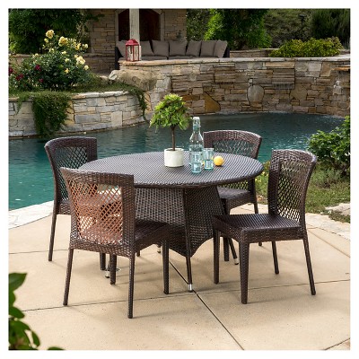 Bertha 5pc Wicker Patio Dining Set - Multibrown - Christopher Knight Home