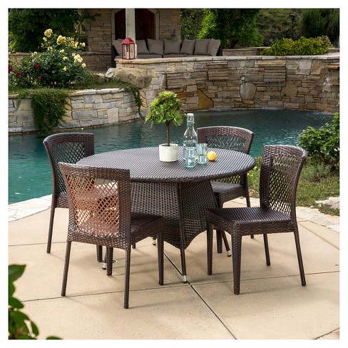Bertha 5pc Wicker Patio Dining Set - Multibrown - Christopher Knight Home - image 1 of 4