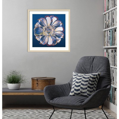 Flower Pop Pastel I Blue and Orange Framed Wall Art Print