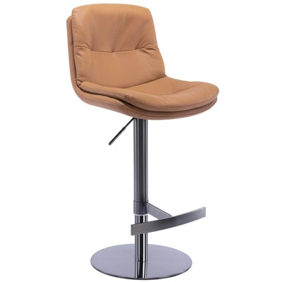 NicBex Swivel Bar Stools,Faux Leather Bar Chair with Backrest,Stainless Steel Base and Footrest for Home Kitchen Counter,Brown