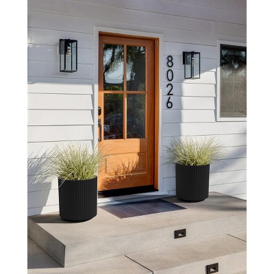 Veradek Demi Series 16" Black Plastic-Stone Round Planter