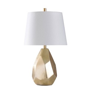 Declan Table Lamp Gold - StyleCraft: Polyresin, Brush Nickel Knobs, Linen Shade, UL Listed - 1 of 4