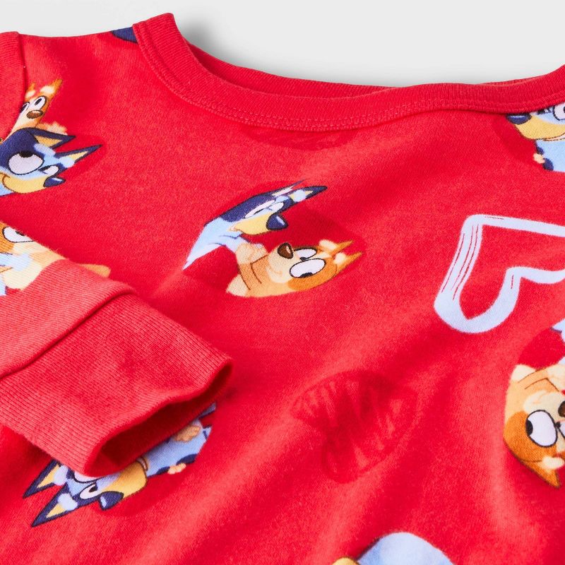 Toddler Boys&#39; 2pc Bluey Valentine Snug Fit Pajama Set - Red, 3 of 8