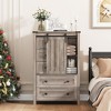Whizmax 5 Drawers Dresser for Bedroom with Sliding Barn Door,Adjustable Shelf,Farmhouse Tall Chest of Drawer,Storage Organizer Dresser for Living Room - 2 of 4