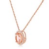 Bella Silver Sterling Silver Oval Morganite CZ with White CZ Border 18" Pendant Necklace - Rose Gold Plated - Rose - 2 of 3