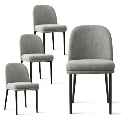 Upholstered Dining Chairs with Linen Blend Fabric and Metal Legs, Modern Armless Side Chairs for Dining Room-Maison Boucle