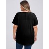 Women's Plus Size Short Sleeves Curved Hem Open Front Knit Cardigans - GRACE & GRANDEUR - 3 of 4