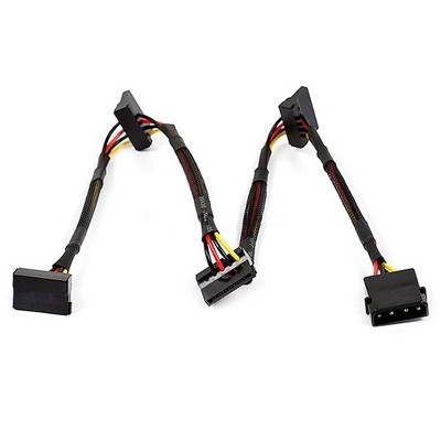 Monoprice DATA Cable - 2 Feet - 4-pin MOLEX Male to 4x 15-pin SATA II Female Power Cable (Net Jacket)