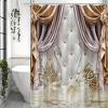 Paaaawaters 1 Piece Gold Floral Swan Print Shower Curtain Set with Hooks Waterproof Bathroom Partition Curtain - 4 of 4
