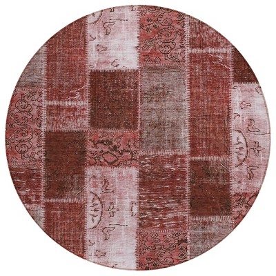 Burgundy Merlot And Blush Patchwork Washable Indoor Outdoor Area Rug