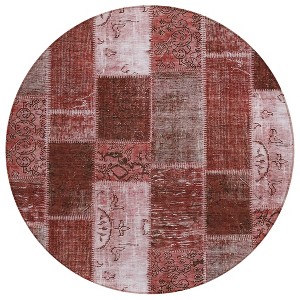 Burgundy Merlot And Blush Patchwork Washable Indoor Outdoor Area Rug - 1 of 4